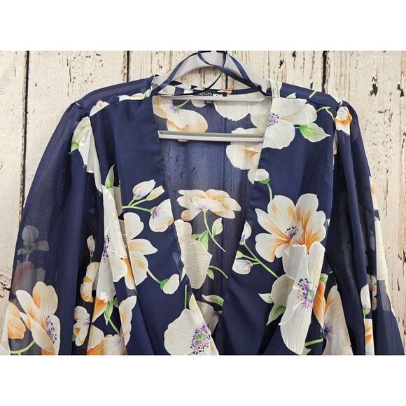 Fashion Nova 1X Plus Fairy Hi-Lo Chiffon Wrap Maxi Dress Flowy Euc feminine sexy - Picture 3 of 15